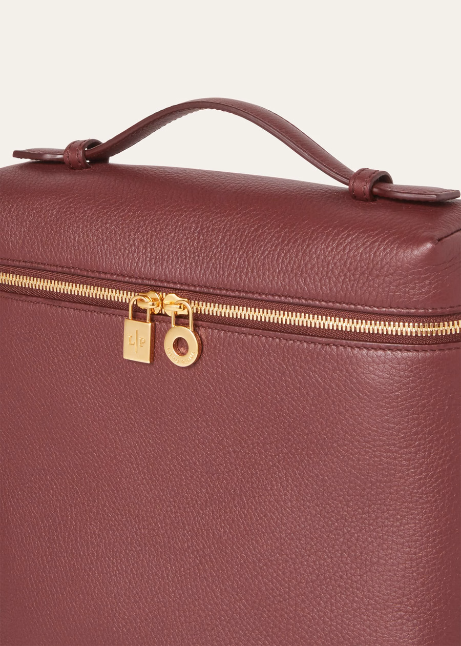 Mochila con bolsillo adicional L23.5 Azuki Beans en piel de becerro granulada