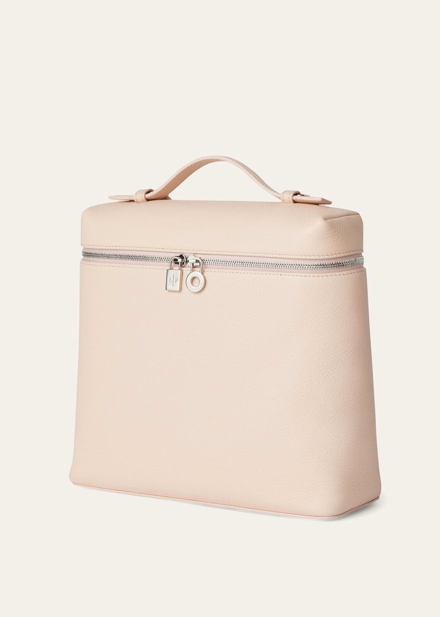 Mochila con bolsillo adicional L23.5 en piel de becerro granulada, mármol Candoglia