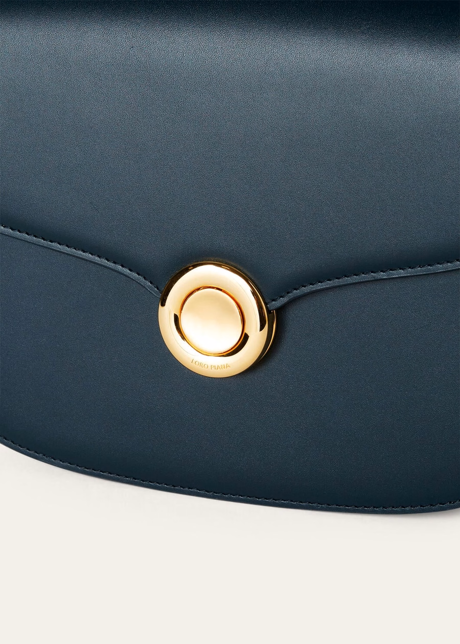 Bolso pequeño Ghiera de piel de becerro lisa Anchor Blue/Kummel