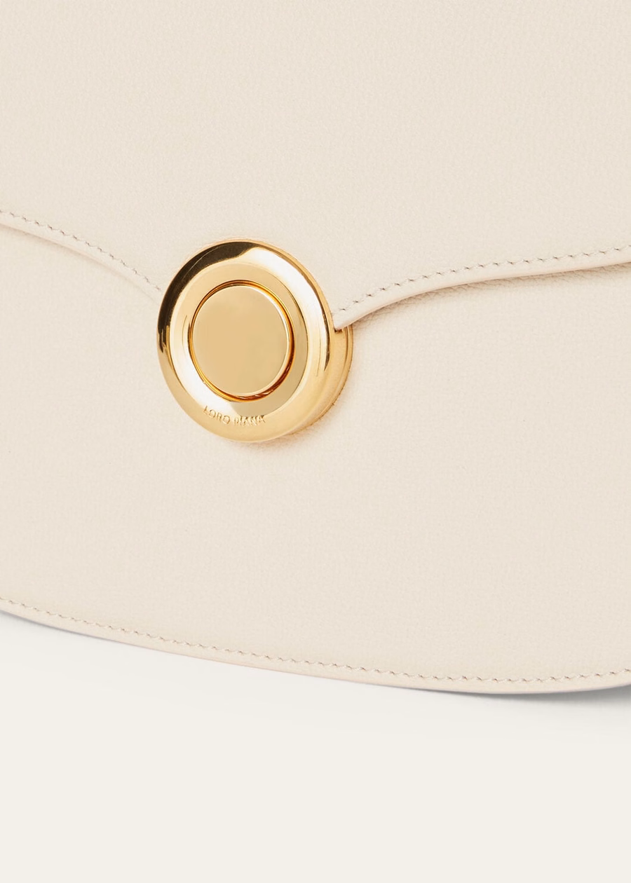 Bolso pequeño Ghiera de piel de becerro granulada con estampado de raíz de loto.