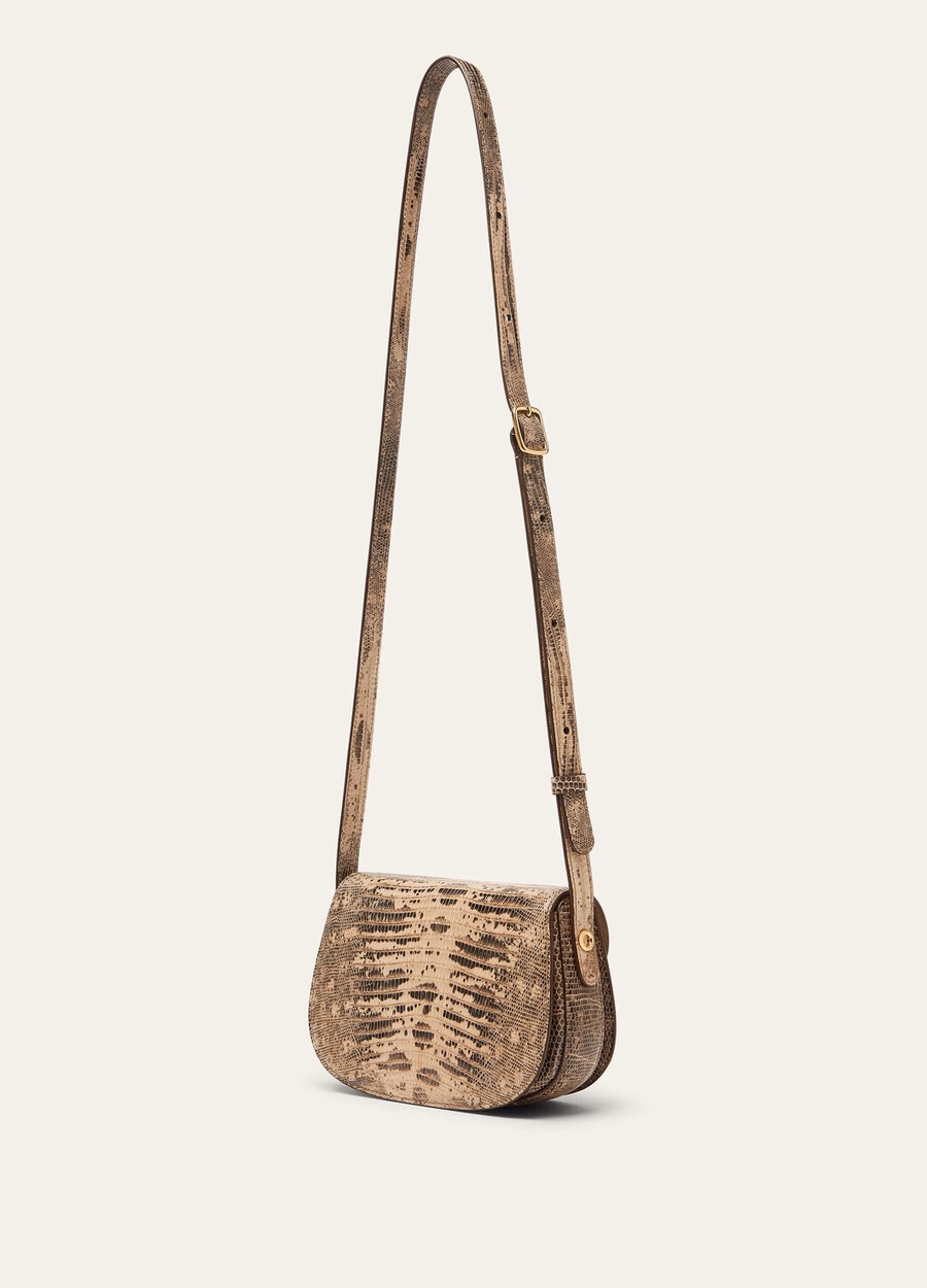 Bolso Mini Giera Tejus de piel color gabardina claro/oro sol