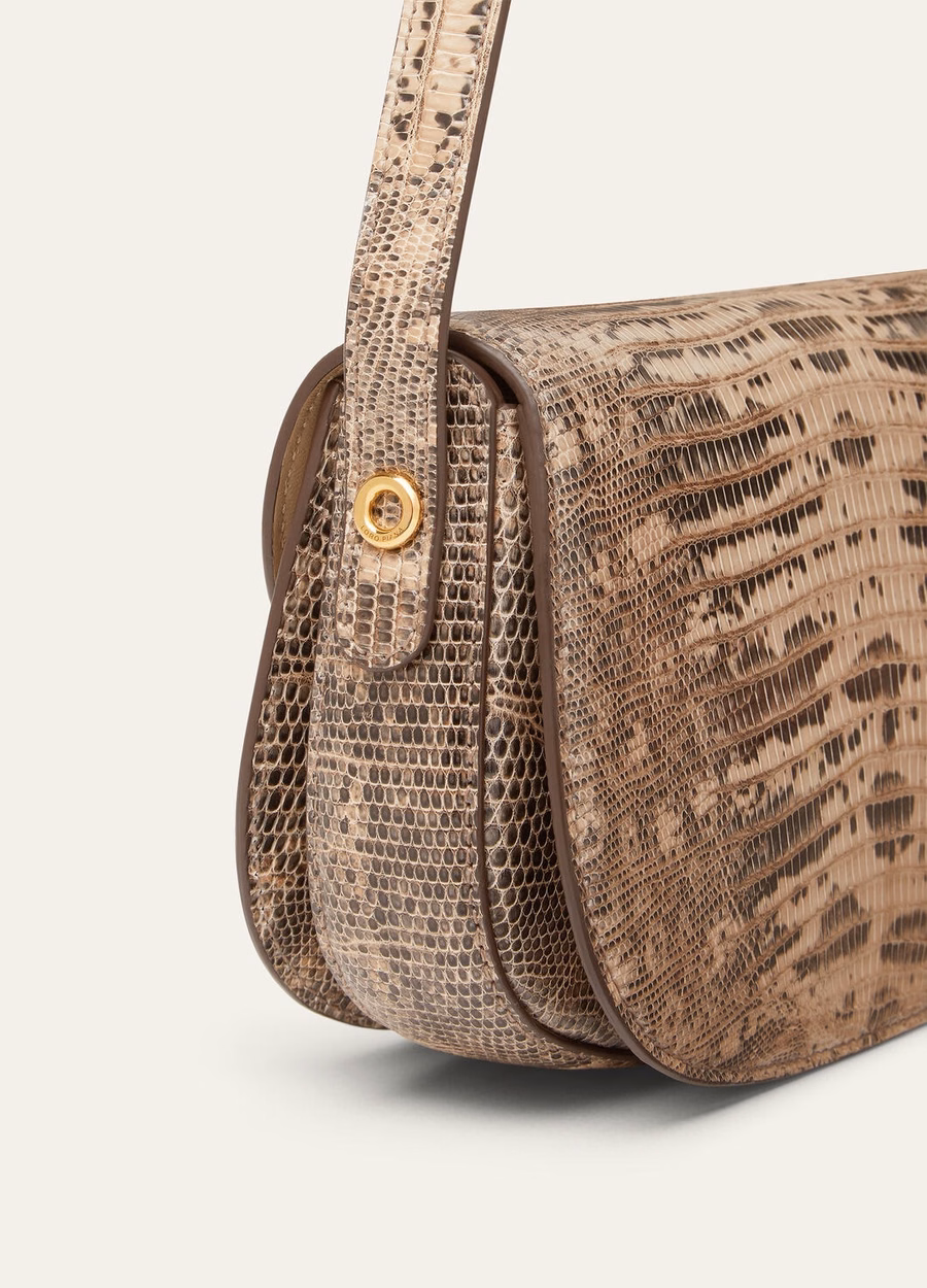 Bolso Mini Giera Tejus de piel color gabardina claro/oro sol