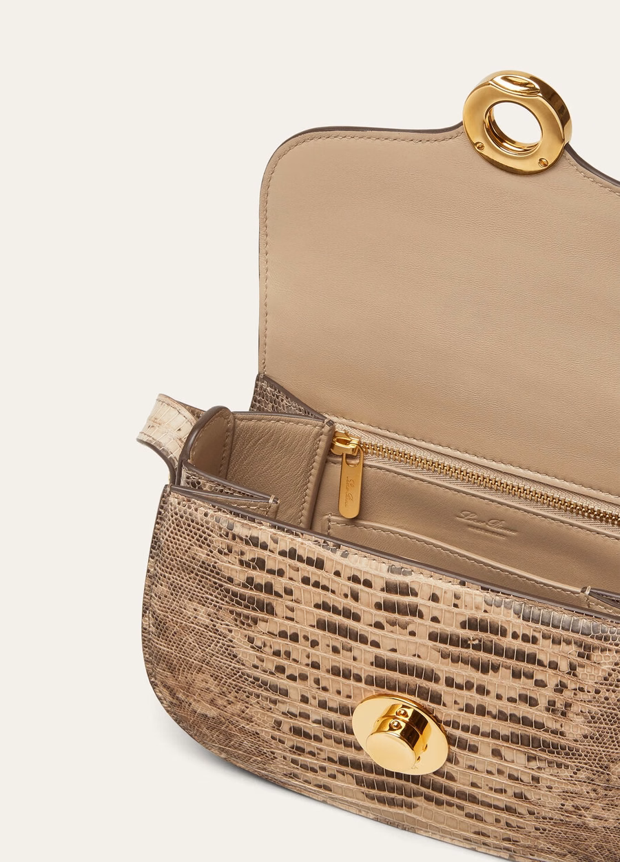 Bolso Mini Giera Tejus de piel color gabardina claro/oro sol