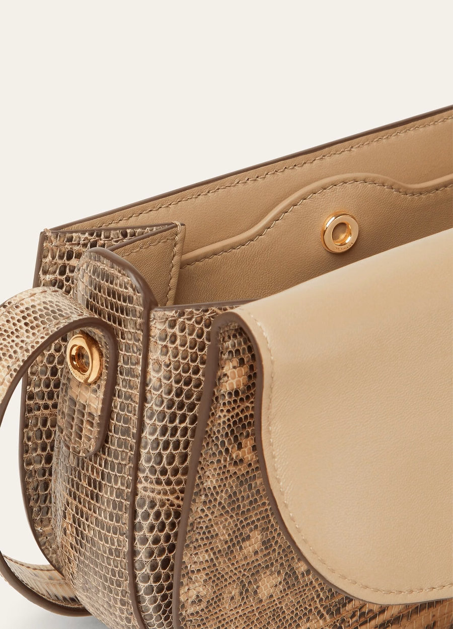 Bolso Mini Giera Tejus de piel color gabardina claro/oro sol