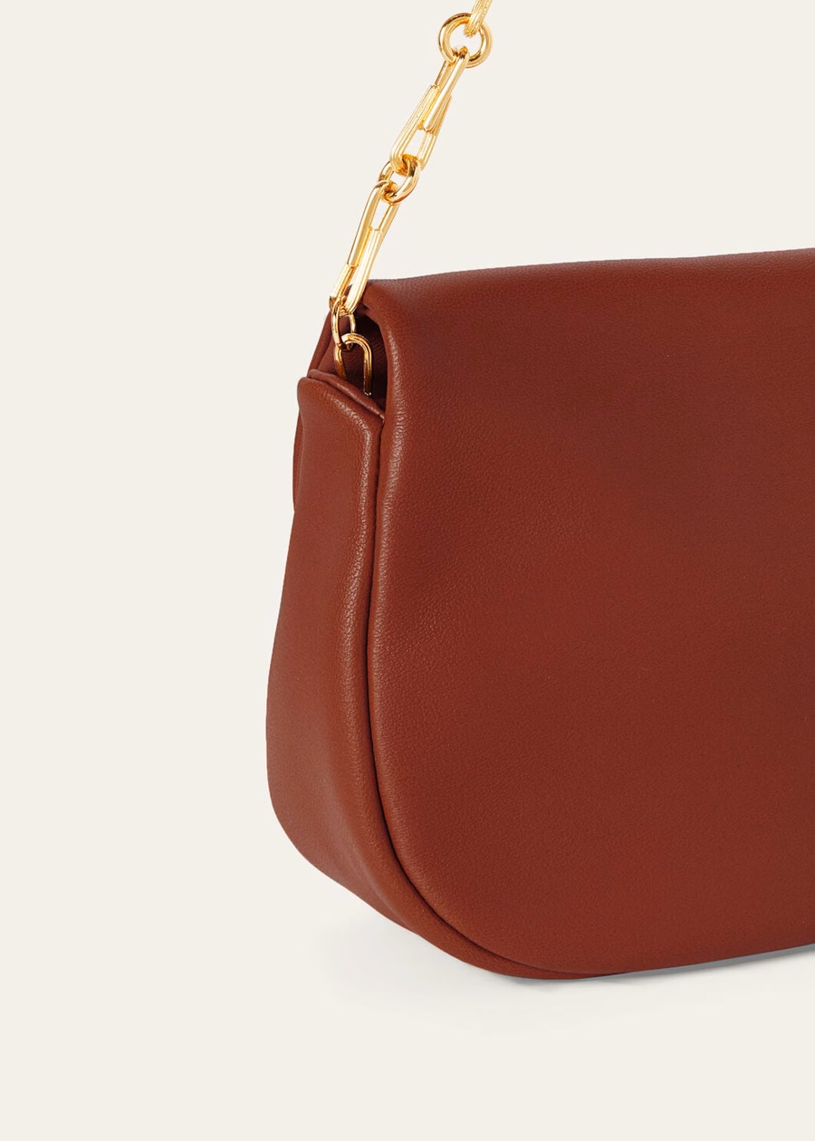 Bolso Giera Softy de piel de cordero color caramelo ahumado/oro sol