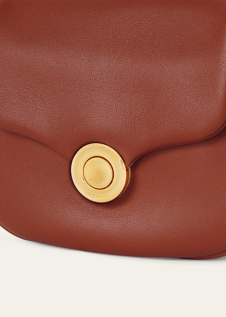 Bolso Giera Softy de piel de cordero color caramelo ahumado/oro sol