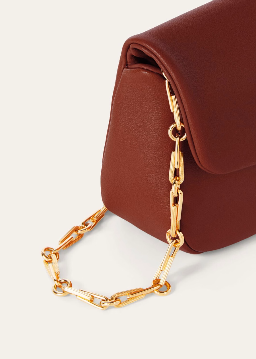 Bolso Giera Softy de piel de cordero color caramelo ahumado/oro sol