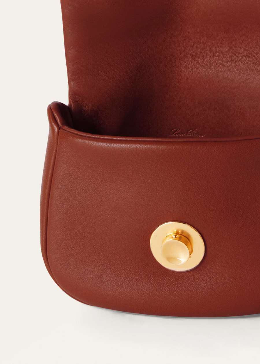 Bolso Giera Softy de piel de cordero color caramelo ahumado/oro sol