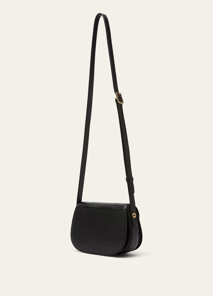 Bolso Mini Ghiera de piel de lagarto negro/oro sol