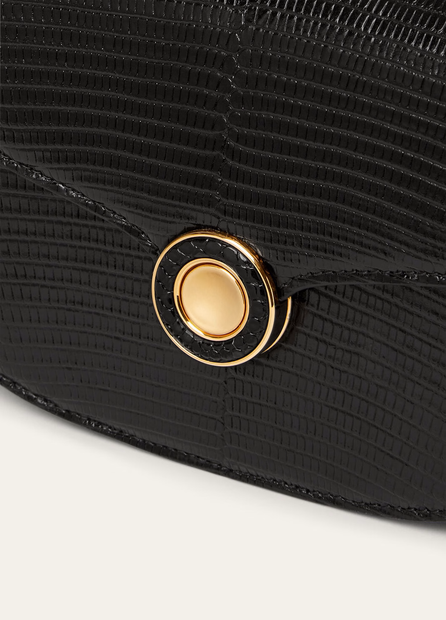 Bolso Mini Ghiera de piel de lagarto negro/oro sol