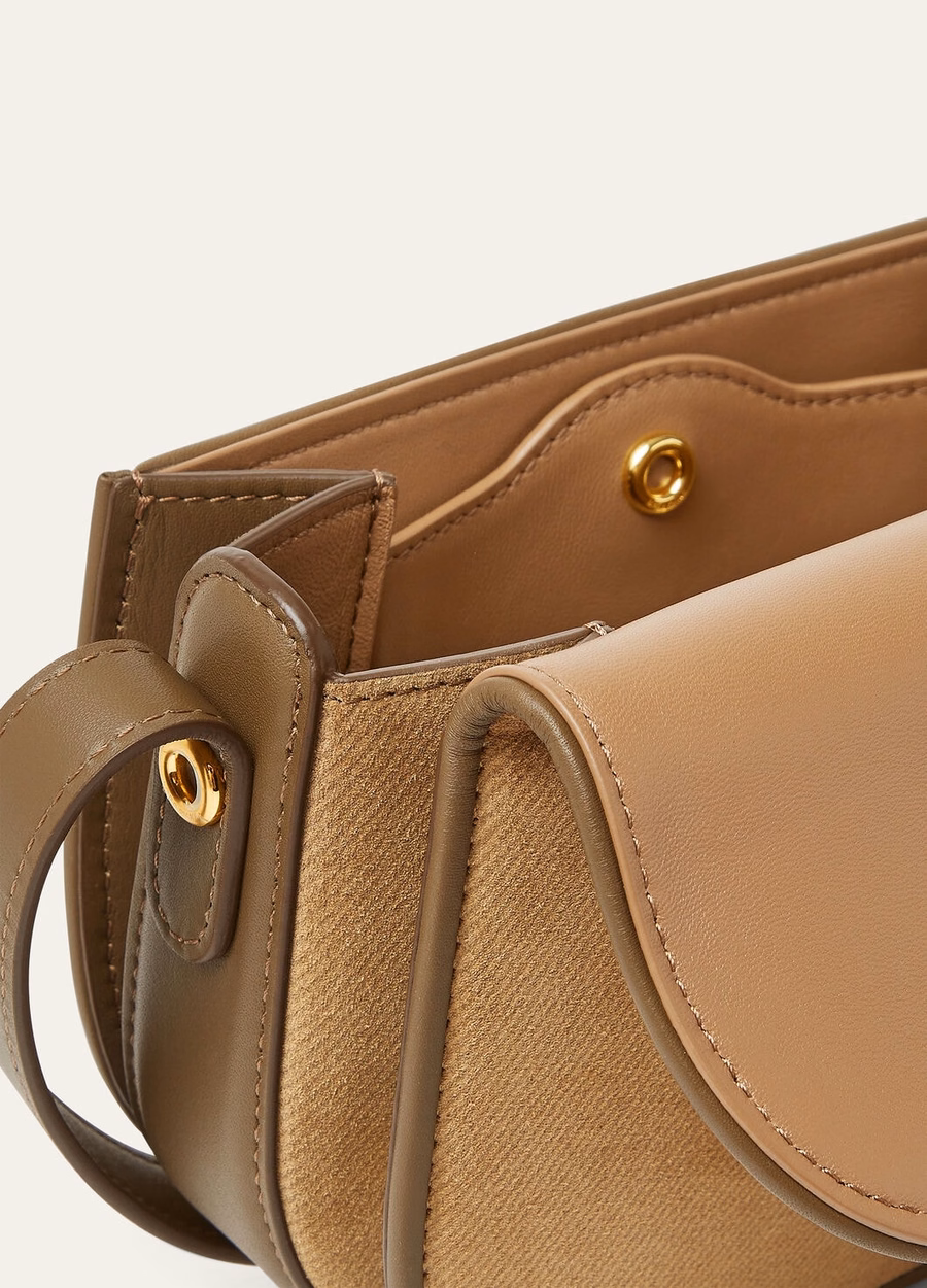 Mini bolso Ghiera de piel de becerro color castaño dorado/alcaparras saladas/sol dorado