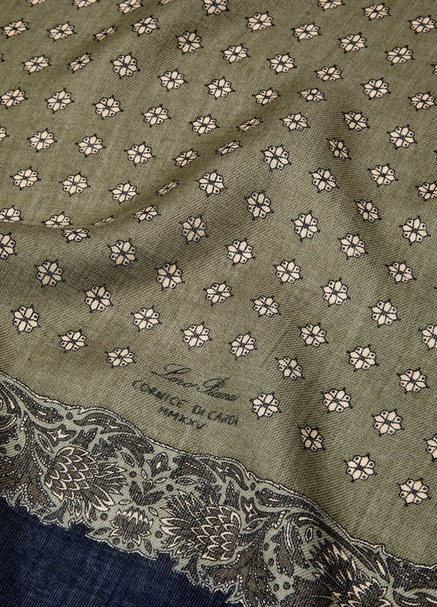 Foulard de lana Loro Piana Verde savia/Azul marino/Bosque oscuro