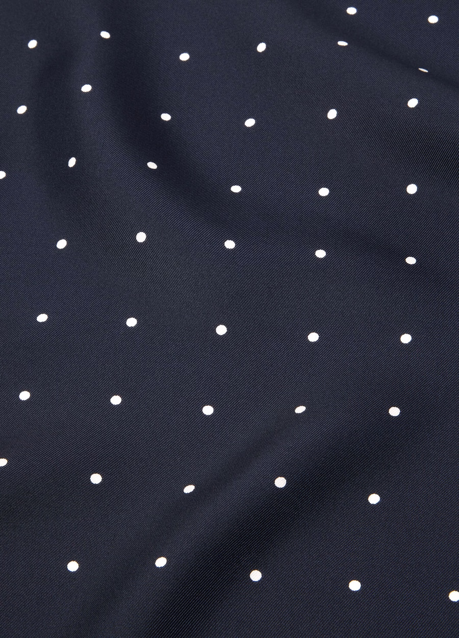 Loro Piana Pois Foulard Seda Azul Marino/Blanco