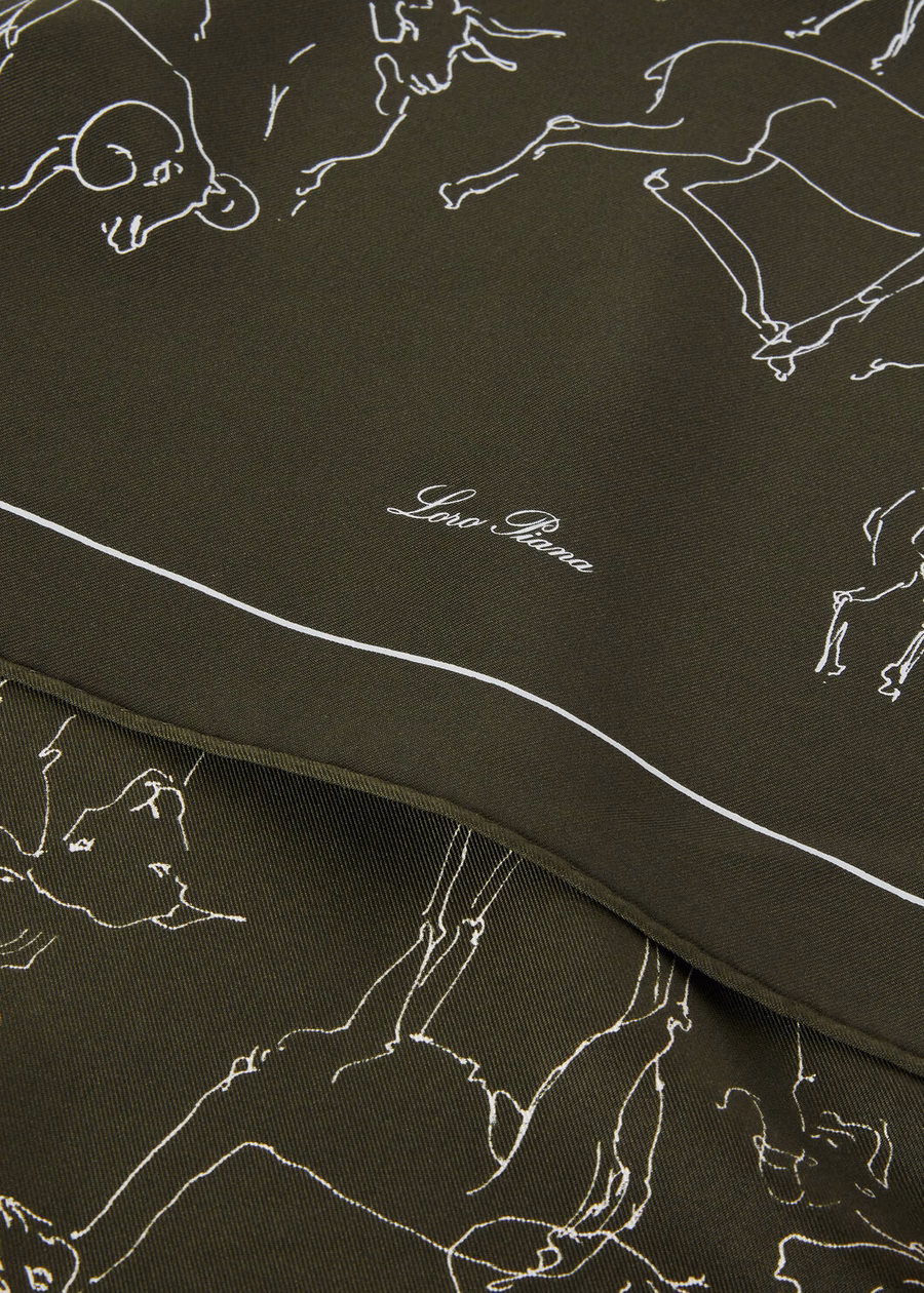 El arte de las fibras más finas Foulard Silk Forest Night/White