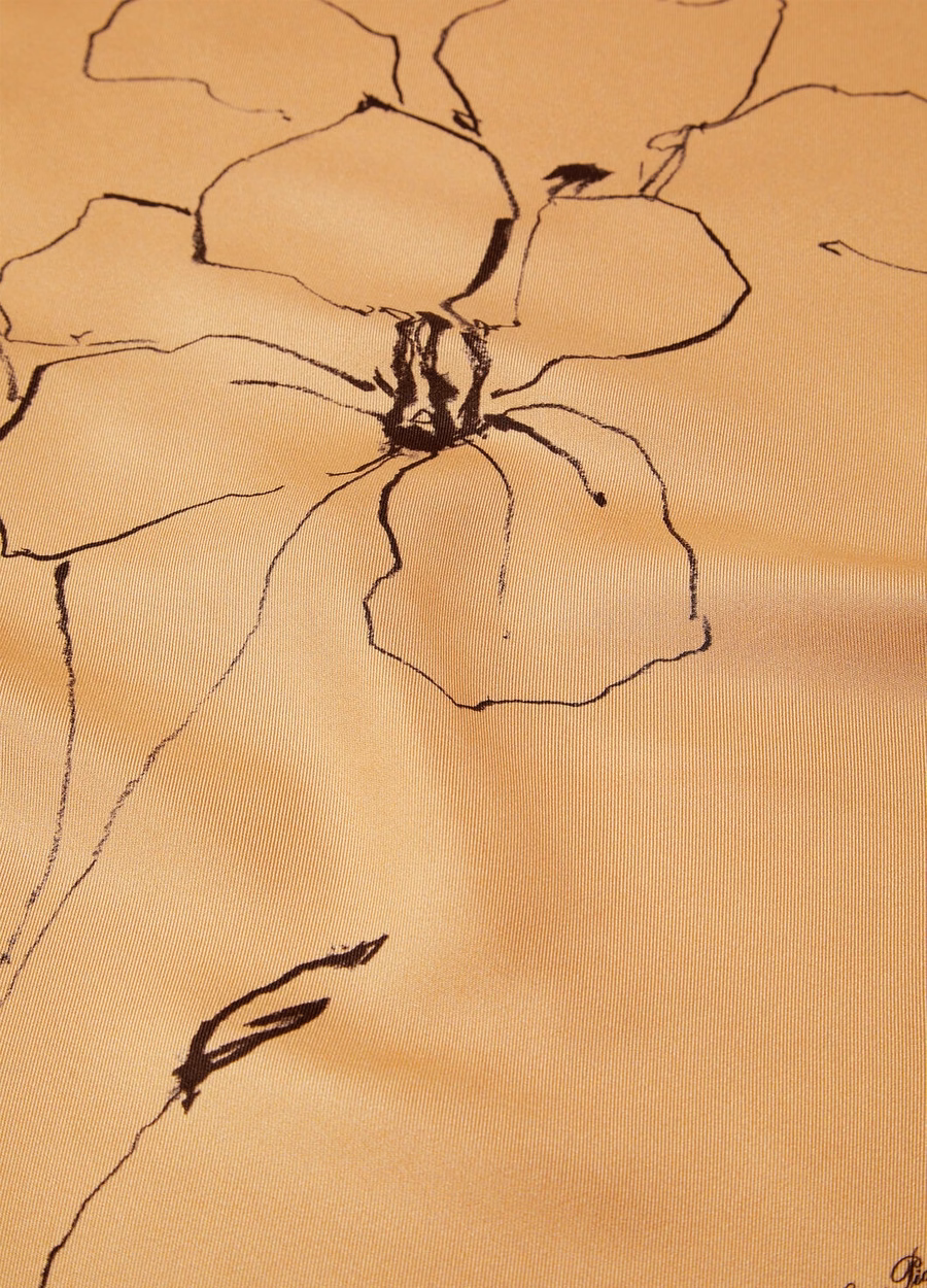 La Linea Del Fiore Di Lino Foulard Seda Marrón Dorado/Chocolate Oscuro