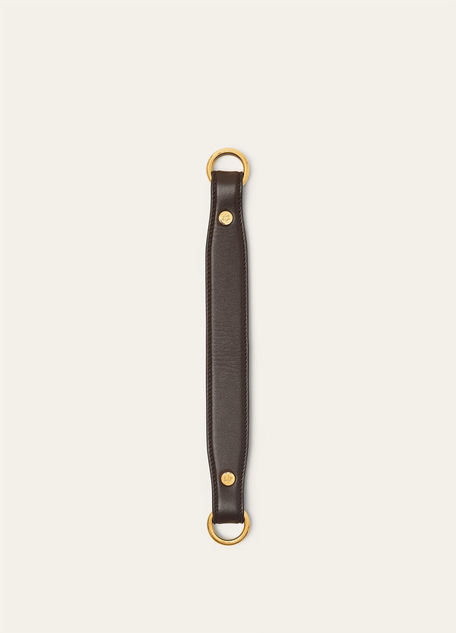 Loro Piana Handle Foulard Piel de becerro Chocolate oscuro Regaliz/Oro sol