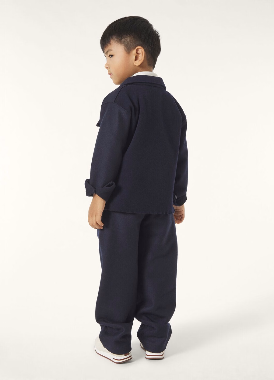 Camisa infantil Brea de cachemira Wish® de lana azul claro y azul marino