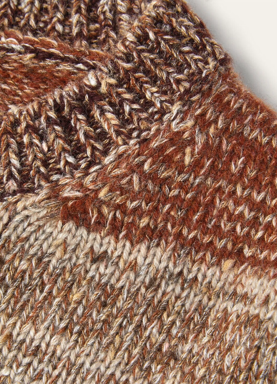 Sudadera infantil Kaleidos de cuello redondo, seda y cachemir, en colores Kasha/Nuez moscada/Boysenberry.