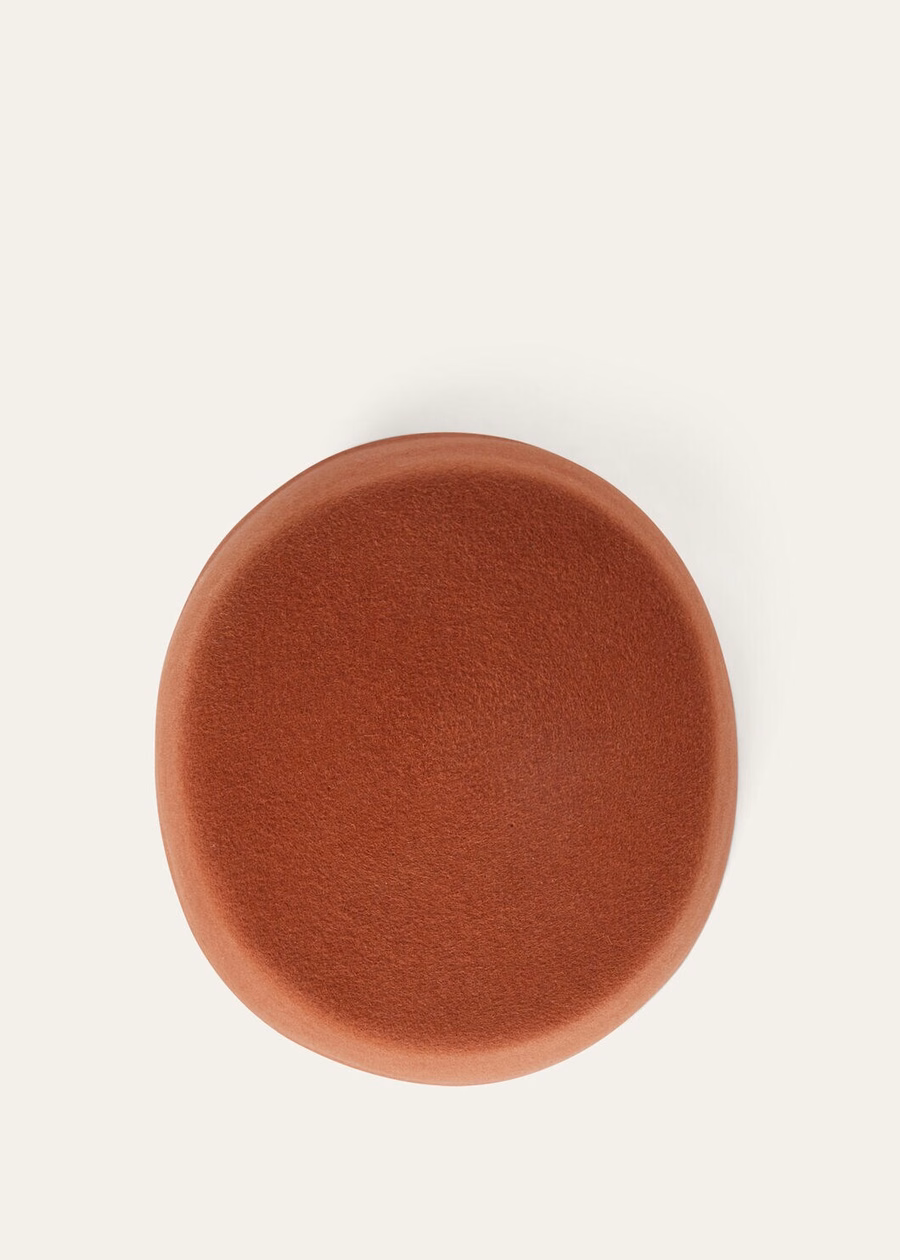 Sombrero Jazmín de piel de conejo color terracota y naranja