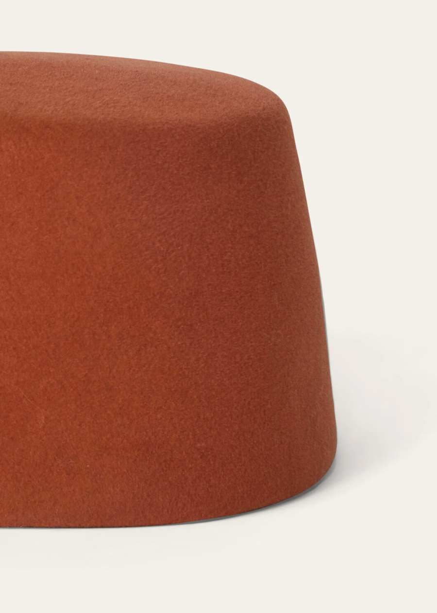 Sombrero Jazmín de piel de conejo color terracota y naranja