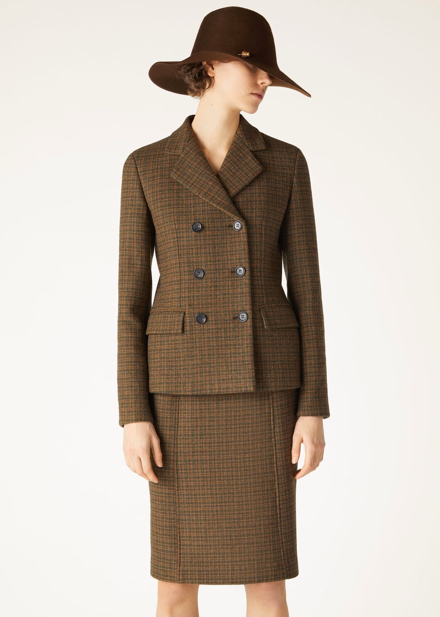 Lucile Sopra Visso Chaqueta Pied De Poule De Lana/Gingerbread Gold Melange