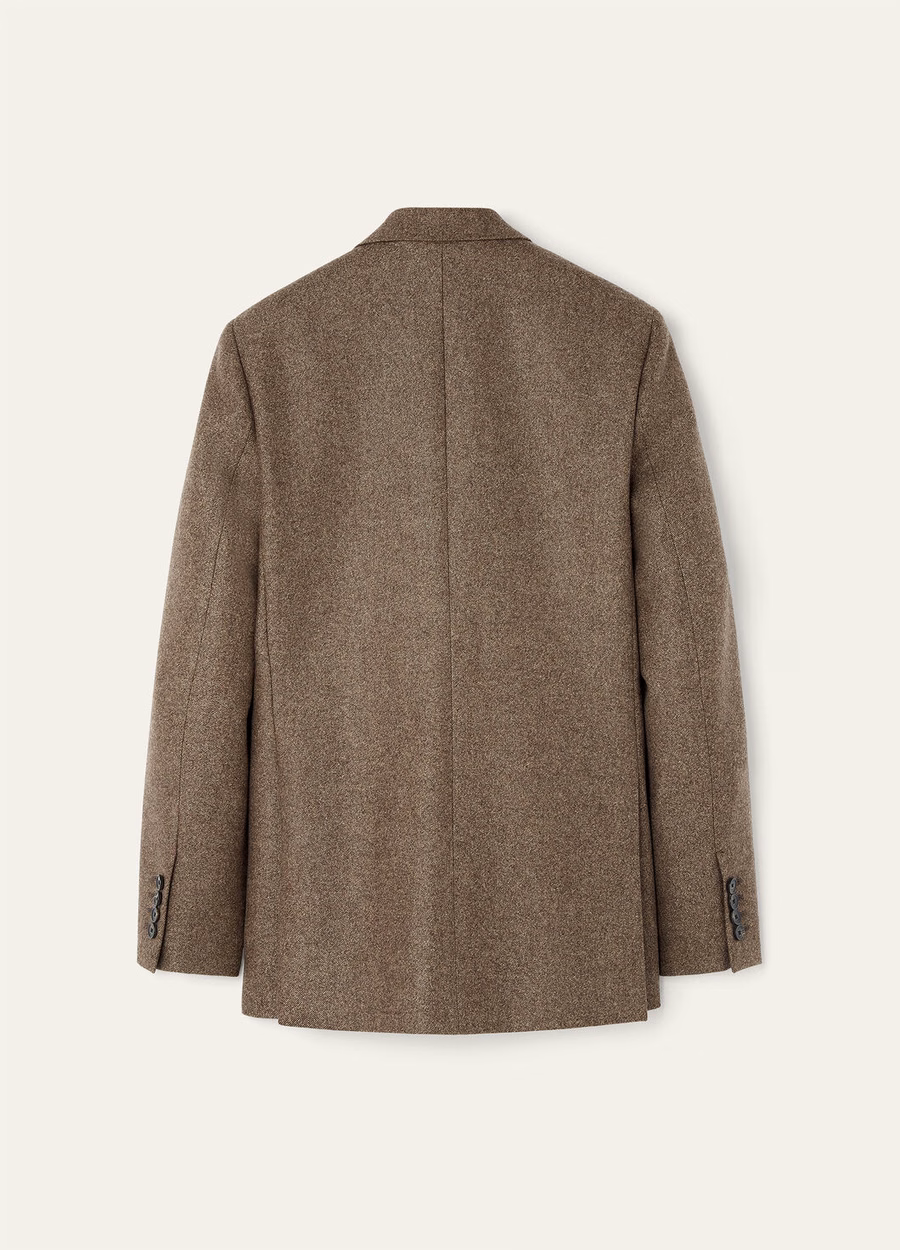 Chaqueta internacional de cachemir y lana virgen color gris oscuro jaspeado.