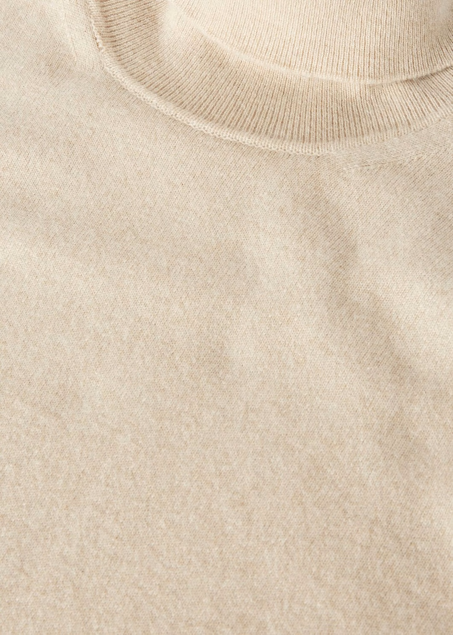 Jersey clásico de cuello alto de cachemir para bebé, color natural jaspeado.
