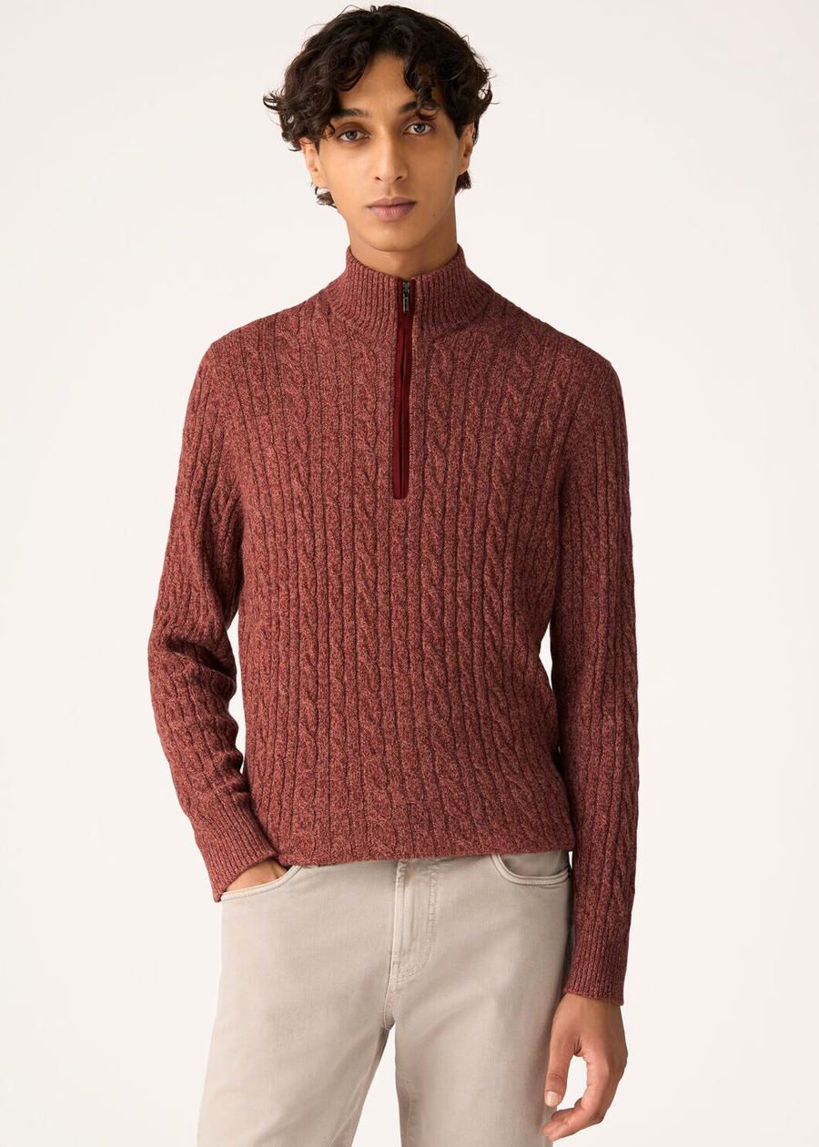 Jersey de cachemir Treccia Baby Prestige color naranja/gris acero