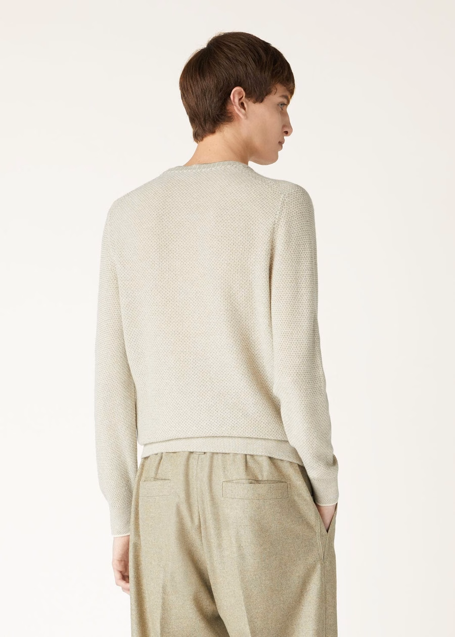 Jersey de cuello redondo City Pull Baby Cashmere Blanco Nieve/Semillas de Cilantro Melange