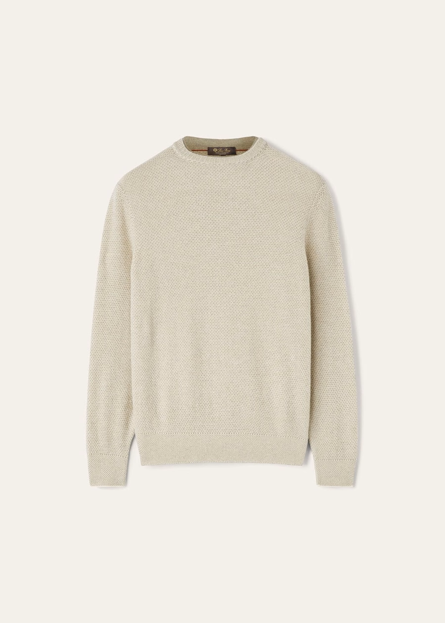 Jersey de cuello redondo City Pull Baby Cashmere Blanco Nieve/Semillas de Cilantro Melange