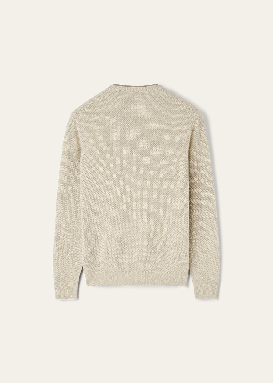 Jersey de cuello redondo City Pull Baby Cashmere Blanco Nieve/Semillas de Cilantro Melange