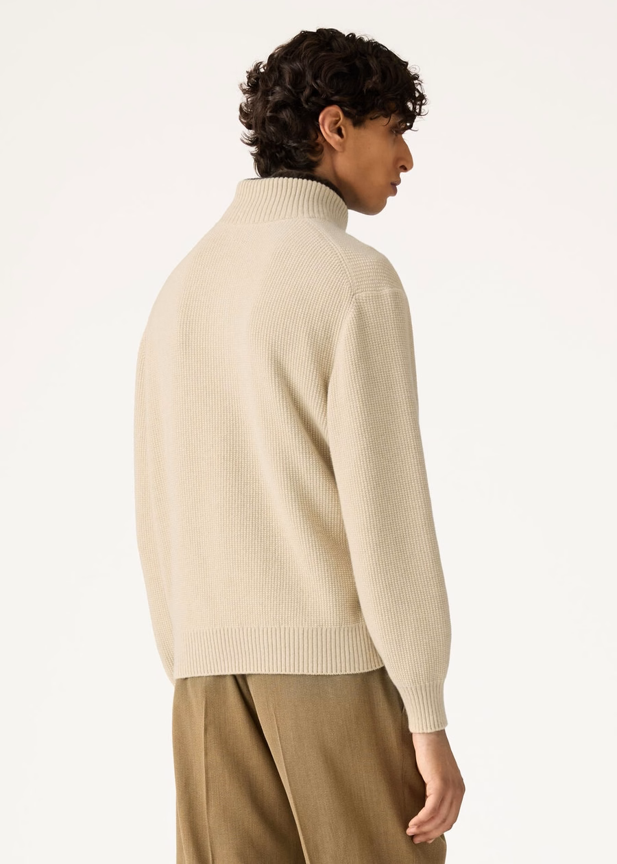 Jersey de cuello medio Alpe Baby Cashmere Coarsehair® color crema jaspeado