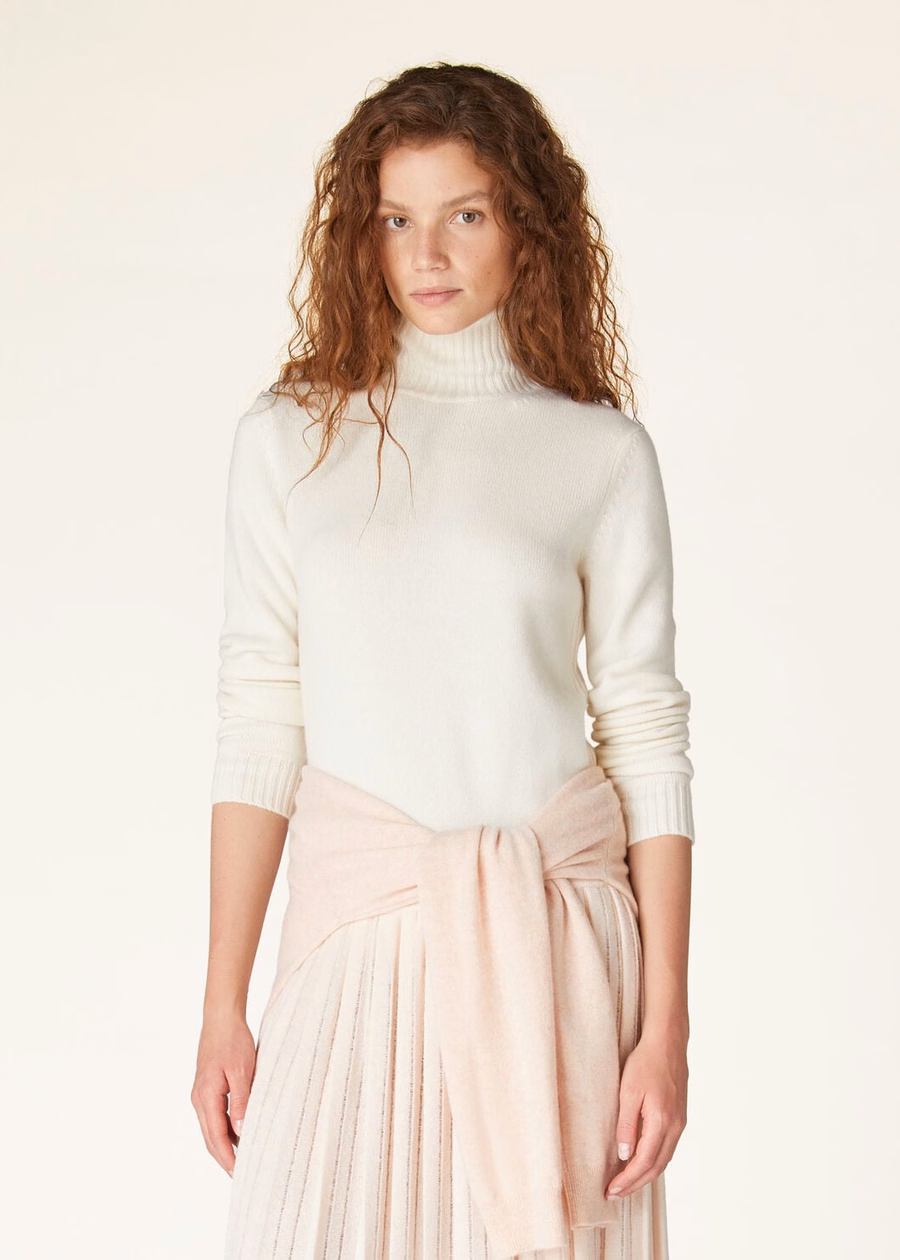 Jersey de cuello alto Parksville Baby de cachemir blanco titanio
