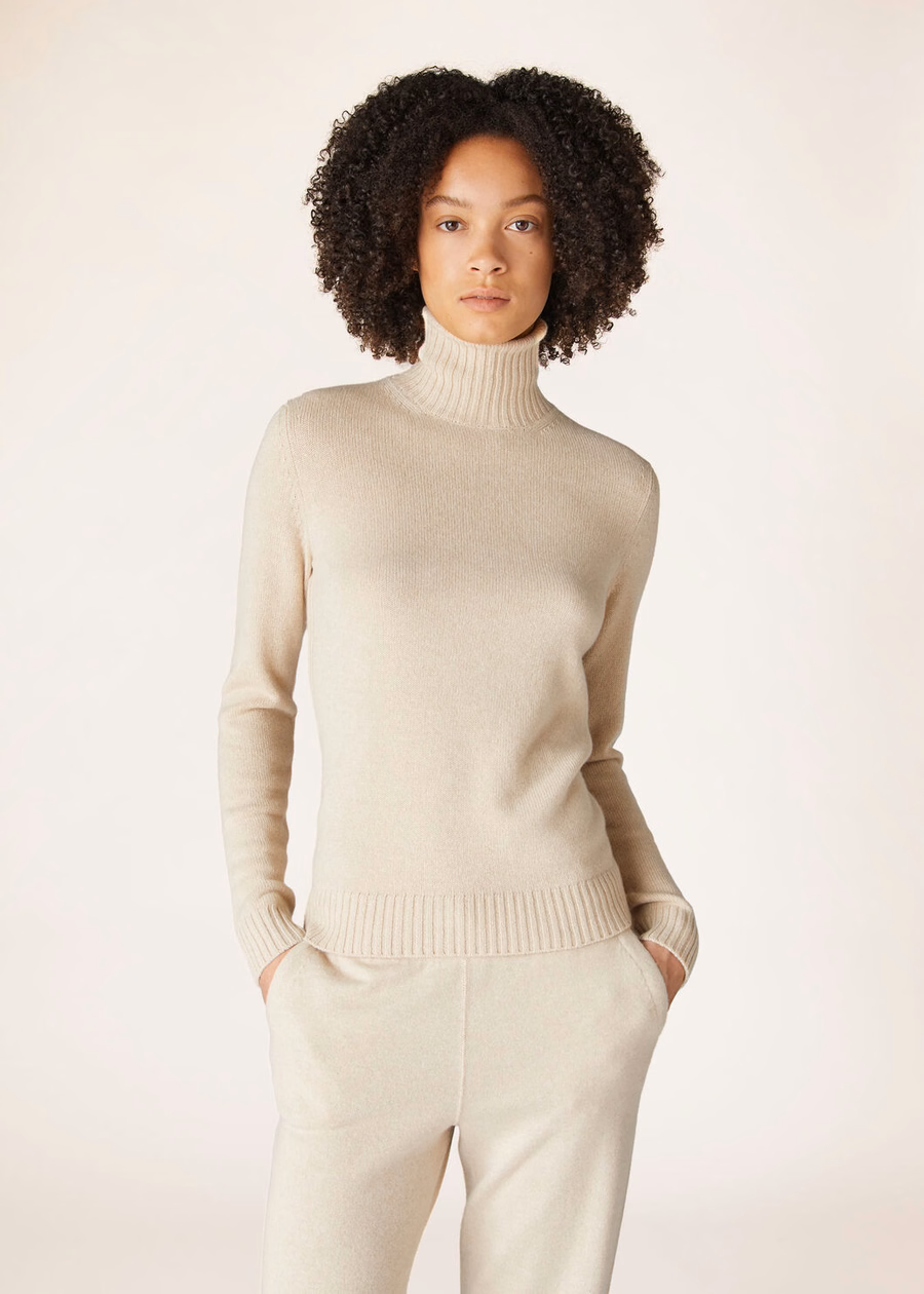 Jersey de cuello alto Parksville Baby Cashmere Natural Melange