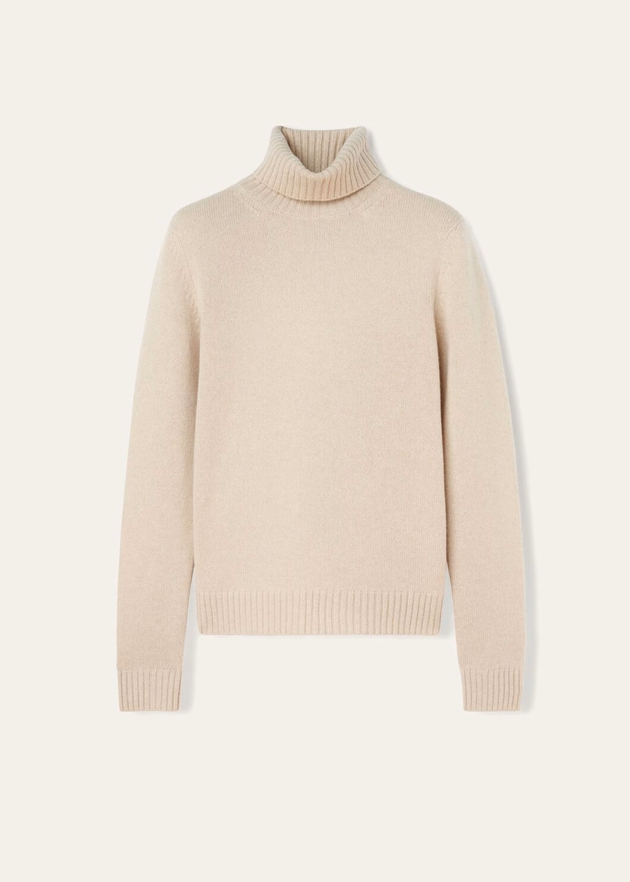 Jersey de cuello alto Parksville Baby Cashmere Natural Melange