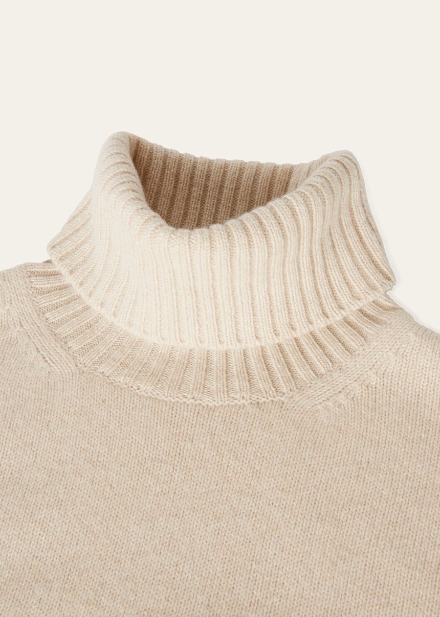 Jersey de cuello alto Parksville Baby Cashmere Natural Melange
