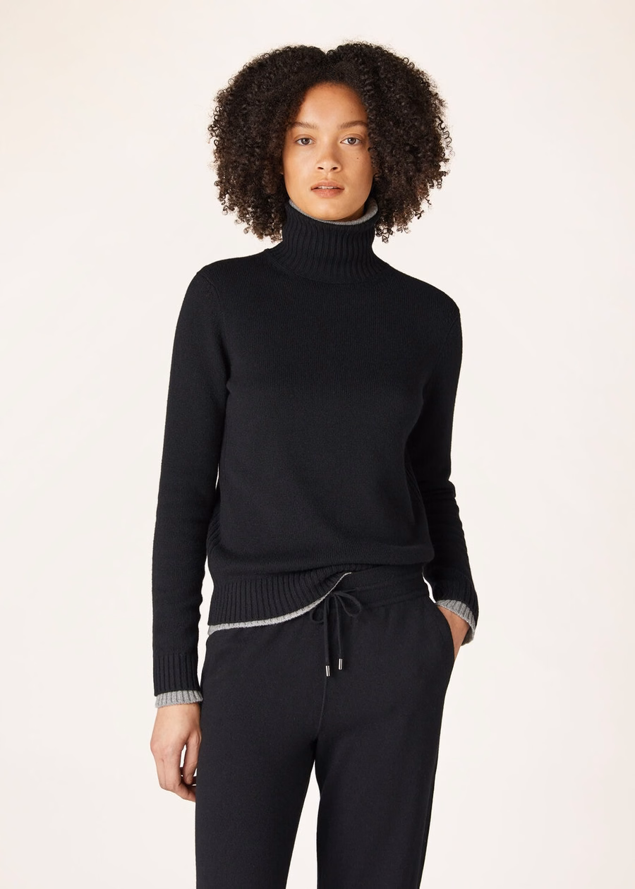 Jersey de cuello alto Parksville Baby de cachemir negro