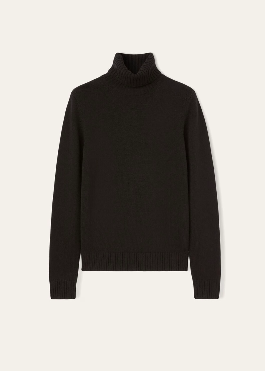 Jersey de cuello alto Parksville Baby de cachemir negro