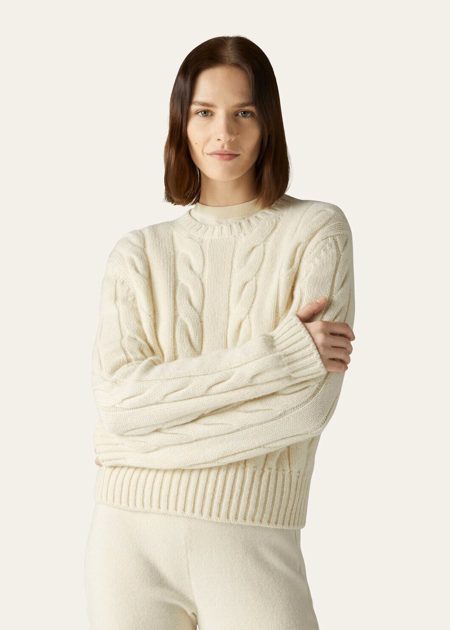 Cuello redondo Napier Baby Cashmere Coarsehair® Blanco Nieve
