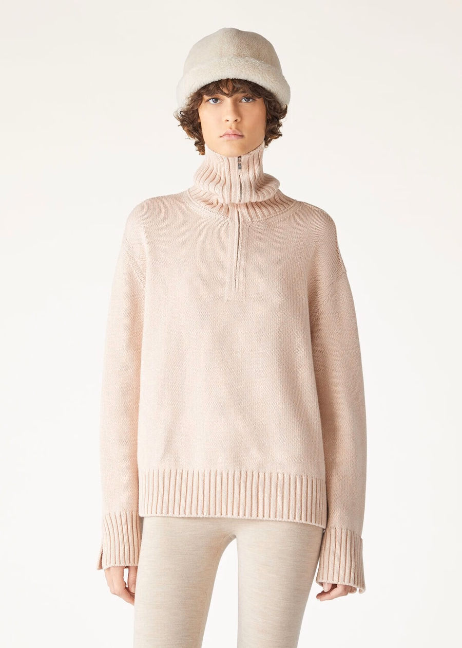Jersey de cachemir para bebé Parksville, color beige rosado jaspeado.
