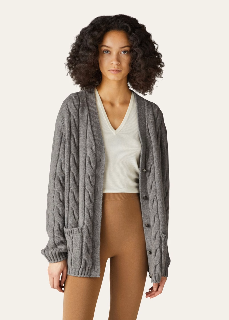 Cárdigan Napier Baby Cashmere Coarsehair® Cayenne Melange/Mar del Norte