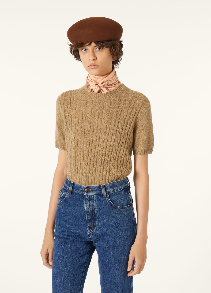 Sudadera Treccia de cuello redondo, cachemir bebé, con infusión de miel cruda melange y romero.