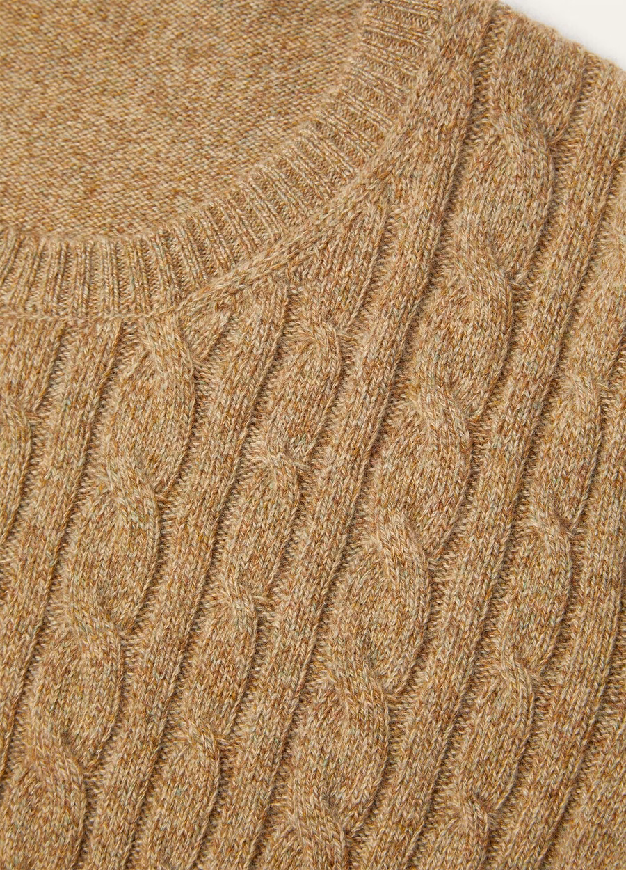 Sudadera Treccia de cuello redondo, cachemir bebé, con infusión de miel cruda melange y romero.