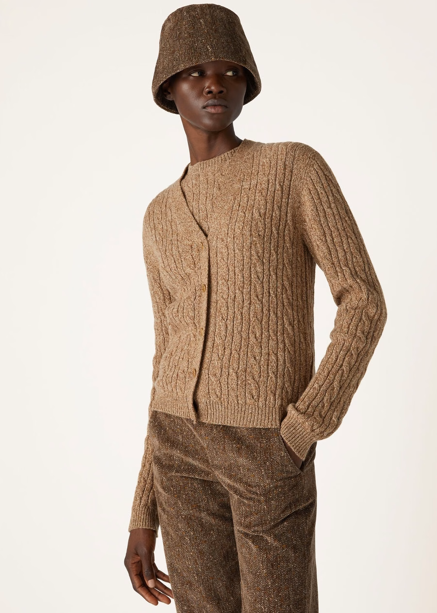 Cárdigan Treccia Baby Cashmere Trigo Dorado/Gingerbread Dorado