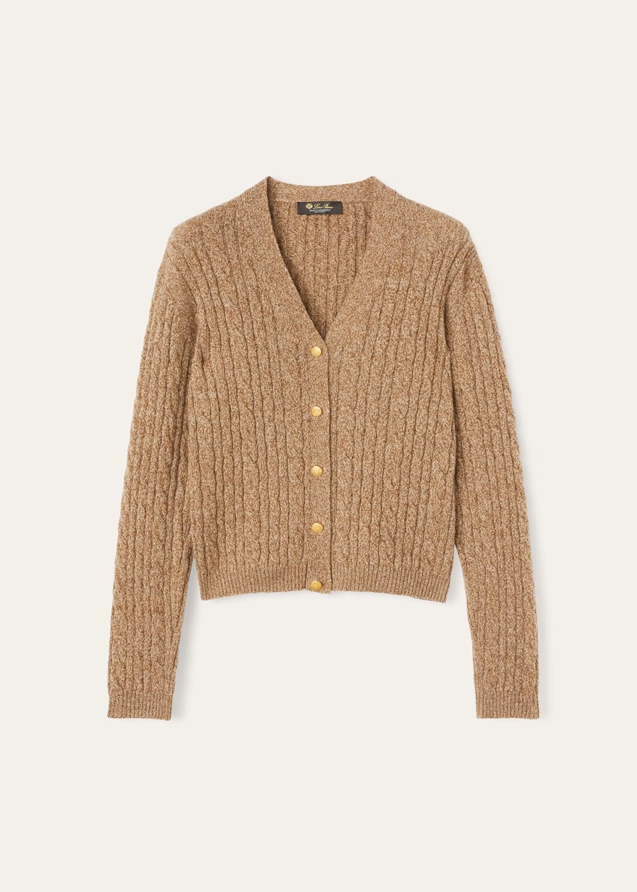 Cárdigan Treccia Baby Cashmere Trigo Dorado/Gingerbread Dorado