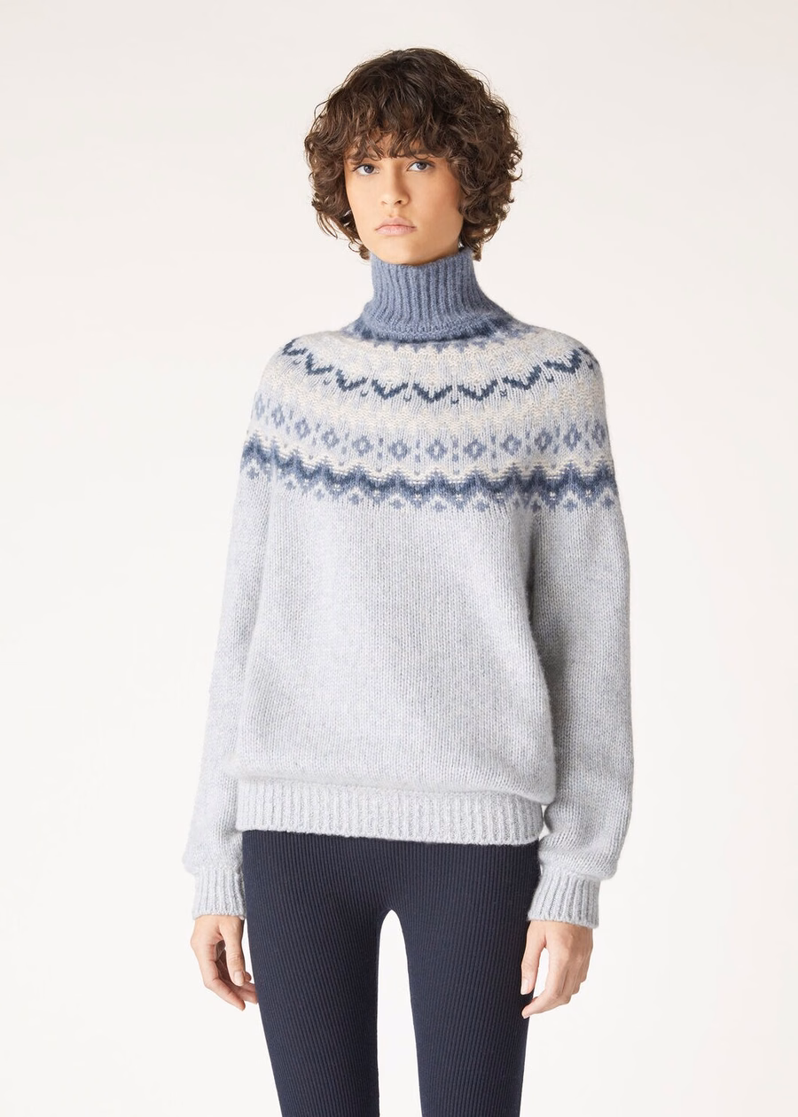 Jersey de cuello alto de cachemir Alpe Pile color perla melange/seafoam Serenity