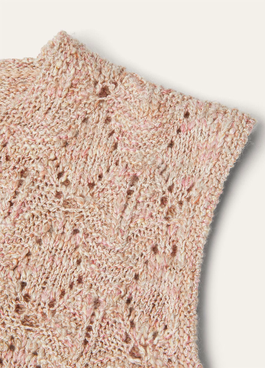 Jersey de cuello redondo Verbania en seda y cachemir con pétalos de flores secas.