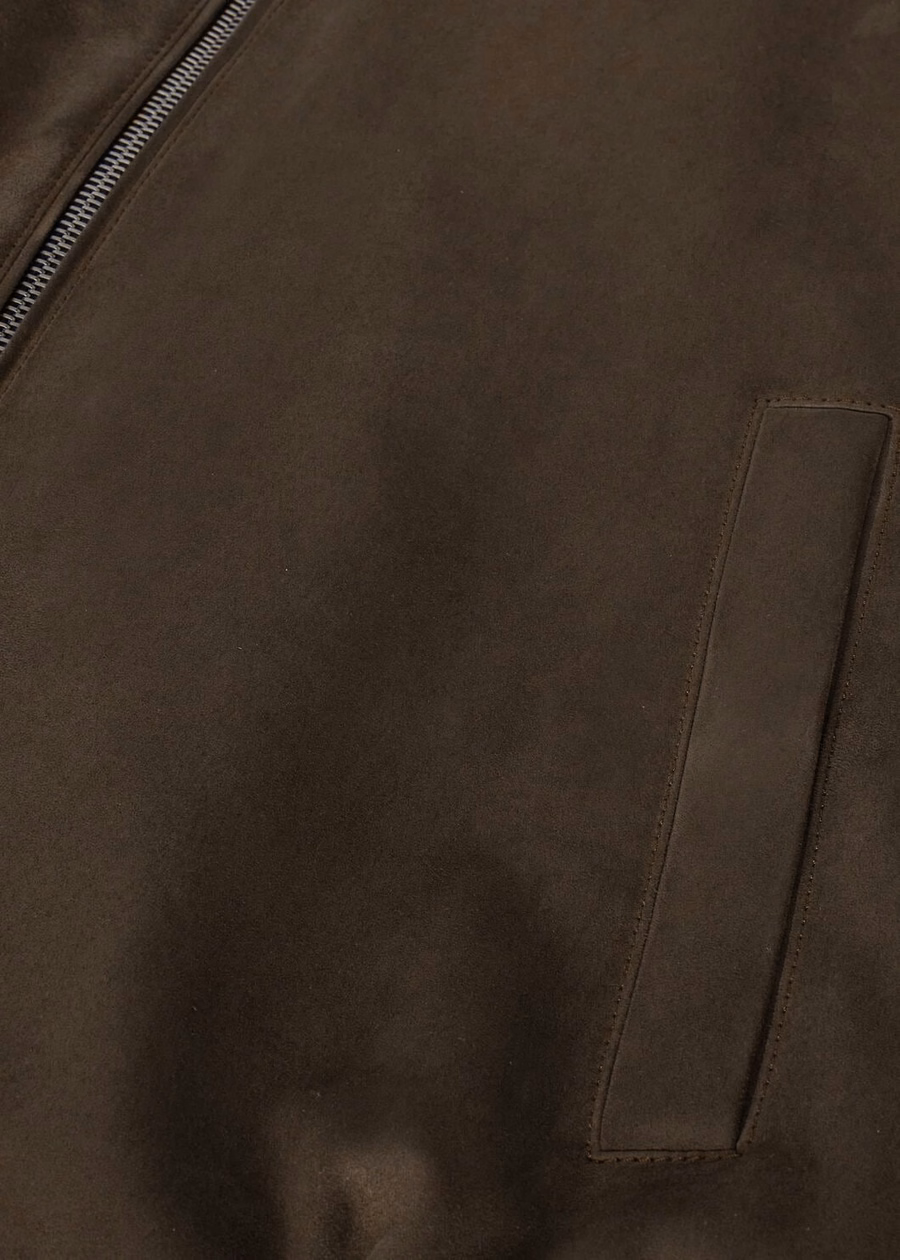 Chaqueta bomber Loro Piana Ivy de piel de cabra color verde carbón