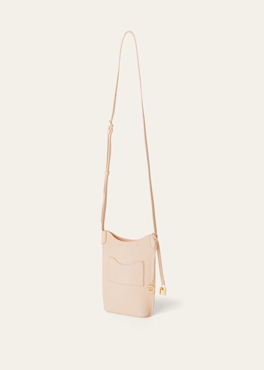 Funda para teléfono Bale de piel de becerro granulada color crema miel/oro sol