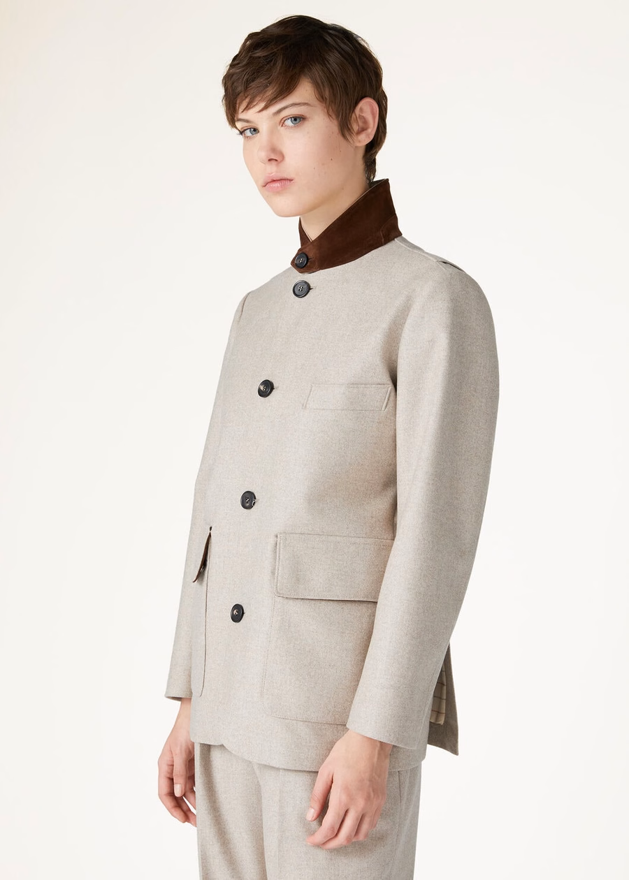 Chaqueta Roadster Mini de cachemir, lana virgen y fieltro natural.